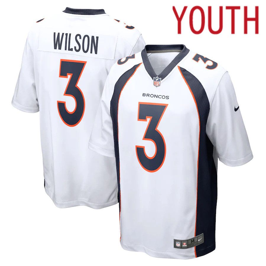 Youth Denver Broncos #3 Russell Wilson Nike White Game NFL Jersey->youth nfl jersey->Youth Jersey